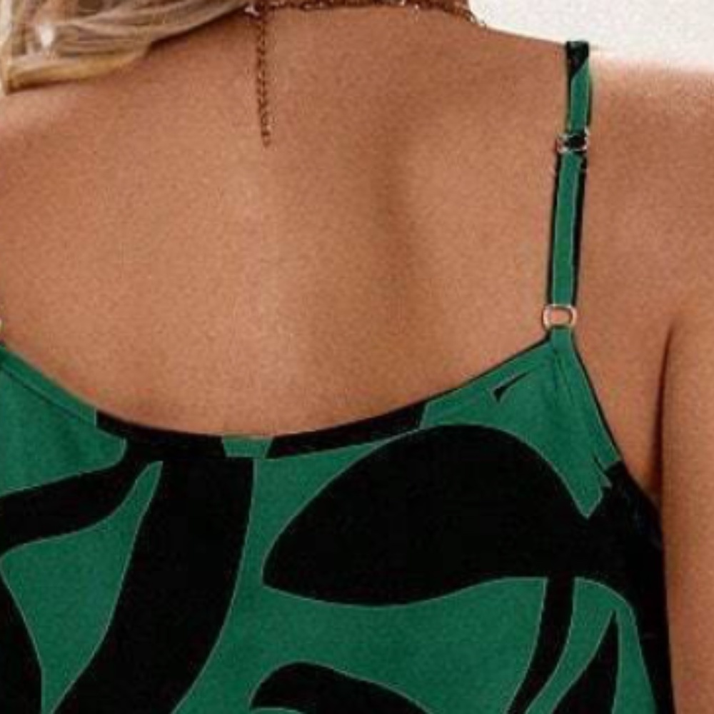 Boho Tropical plants Print Ruffle Cami Top Pants Set - Picture 4 of 5